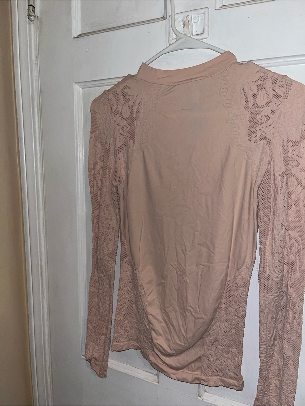 bebe Blush Lace-Panel Long Sleeve Top